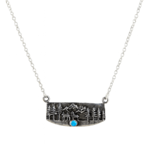 Kingman Turquoise 9″ 925 Sterling Silver Southwest Necklace (REXT120-14)