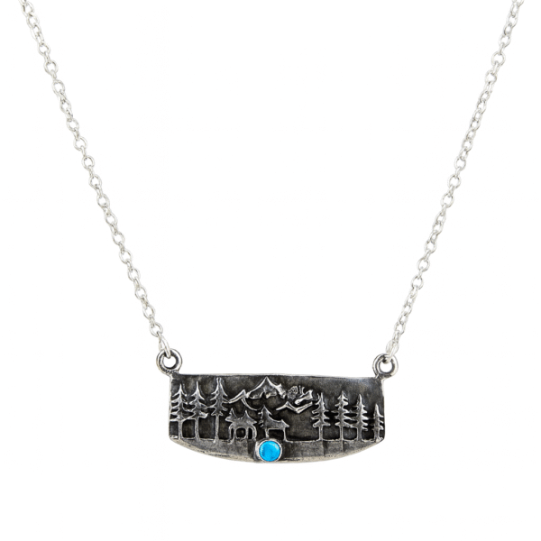 Kingman Turquoise 9″ 925 Sterling Silver Southwest Necklace (REXT120-14)