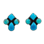 Kingman Turquoise 925 Sterling Silver Stud Earrings (REXT123-12)