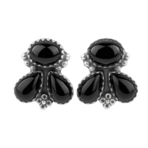 Black Onyx 925 Sterling Silver Stud Earrings (REXT122-2)