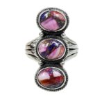 Pink Dahlia Turquoise 925 Sterling Silver Triple Mount Ring (REXT92-75)