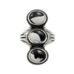 White Buffalo Turquoise 925 Sterling Silver Triple Mount Ring (REXT92-74)