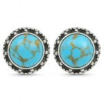 Kingman Turquoise 925 Sterling Silver Stud Earring (REXT80-17)