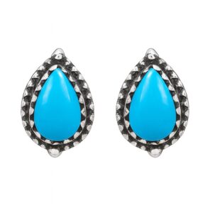 Kingman Turquoise 925 Sterling Silver Stud Earring (REXT80-18)