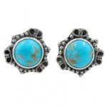 Kingman Turquoise 925 Sterling Silver Stud Earring (REXT80-19)