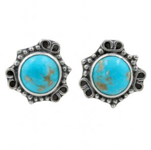 Kingman Turquoise 925 Sterling Silver Stud Earring (REXT80-19)