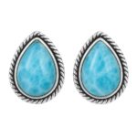 Larimar 925 Sterling Silver Stud Earring (REXT80-13)