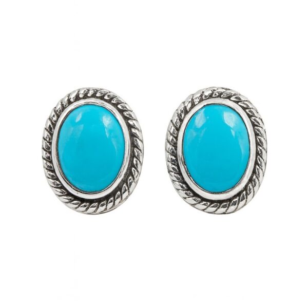 Kingman Turquoise 925 Sterling Silver Stud Earring (REXT80-25)