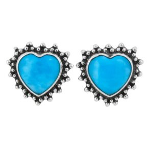Kingman Turquoise 925 Sterling Silver Stud Earring (REXT80-21)