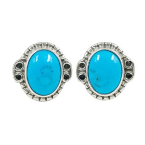 Kingman Turquoise 925 Sterling Silver Stud Earring (REXT80-26)