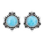 Larimar 925 Sterling Silver Stud Earring (REXT80-15)