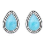 Larimar 925 Sterling Silver Stud Earring (REXT80-12)