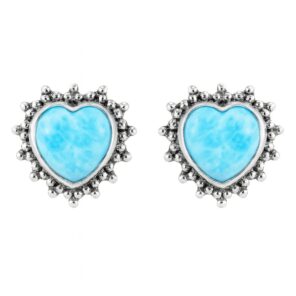 Larimar 925 Sterling Silver Stud Earring (REXT80-14)