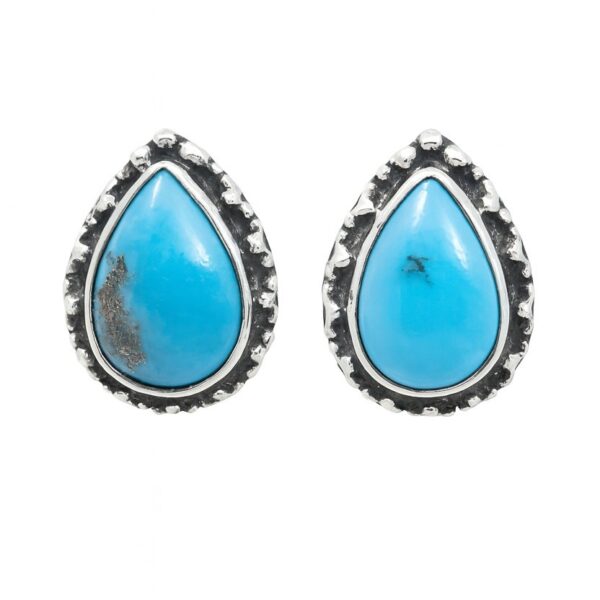 Kingman Turquoise 925 Sterling Silver Stud Earring (REXT80-22)