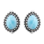 Larimar 925 Sterling Silver Stud Earring (REXT80-11)