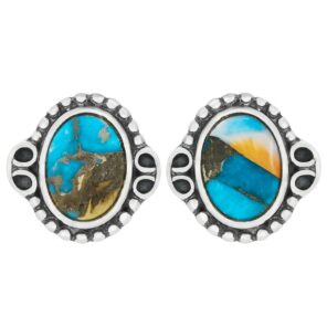 Spiny Oyster Turquoise 925 Sterling Silver Stud Earring (REXT80-8)