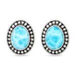 Larimar 925 Sterling Silver Stud Earring (REXT80-16)