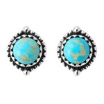 Kingman Turquoise 925 Sterling Silver Stud Earring (REXT80-24)