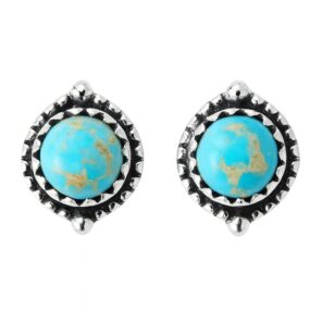Kingman Turquoise 925 Sterling Silver Stud Earring (REXT80-24)