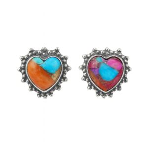 Spiny Oyster Turquoise 925 Sterling Silver Stud Earring (REXT80-10)