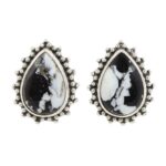 White Buffalo Turquoise 925 Sterling Silver Stud Earring (REXT61-156)