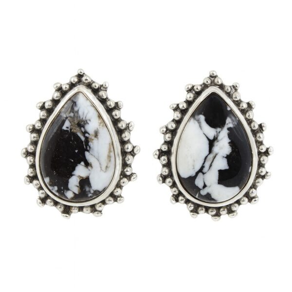 White Buffalo Turquoise 925 Sterling Silver Stud Earring (REXT61-156)