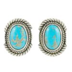 Mohave Turquoise  925 Sterling Silver Stud Earring (RS13-406)