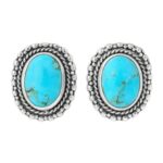 Mohave Turquoise  925 Sterling Silver Stud Earring (RS13-407)