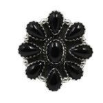 Black Onyx 925 Sterling Silver ADJ Cluster Ring (RS78-96)