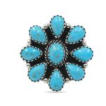 Mohave Turquoise 925 Sterling Silver ADJ Cluster Ring (RS78-99)