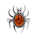 Amber Spider 925 Sterling Silver Ring  (RS108-471)