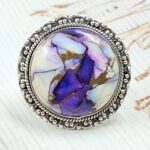 Purple Rose Dahlia Size US 8 925 Sterling Silver Ring  (RS57-24)