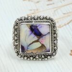 Purple Rose Dahlia Size US 9 925 Sterling Silver Ring  (RS57-29)