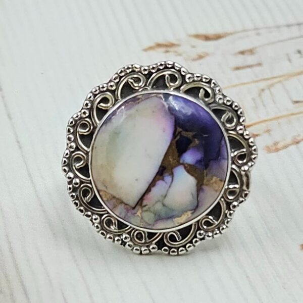 Purple Rose Dahlia Size US 9 925 Sterling Silver Ring  (RS57-32)
