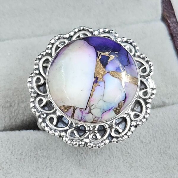 Purple Rose Dahlia Size US 9 925 Sterling Silver Ring  (RS57-32) - Image 2