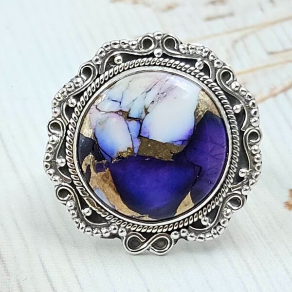 Purple Rose Dahlia Size US 9 925 Sterling Silver Ring  (RS57-31)