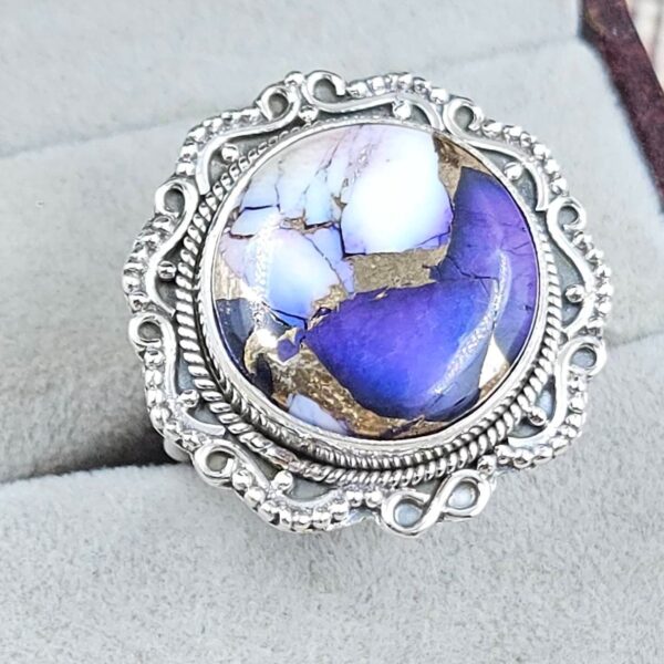Purple Rose Dahlia Size US 9 925 Sterling Silver Ring  (RS57-31) - Image 2
