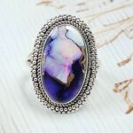 Purple Rose Dahlia Size US 9 925 Sterling Silver Ring  (RS57-33)