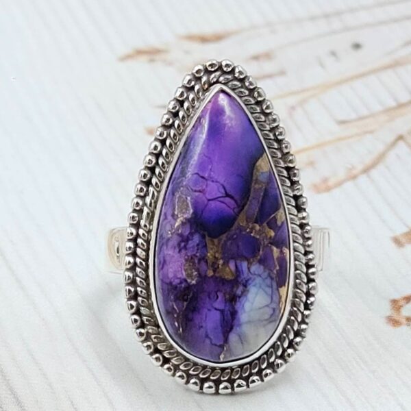 Purple Rose Dahlia Size US 8 925 Sterling Silver Ring  (RS57-19)