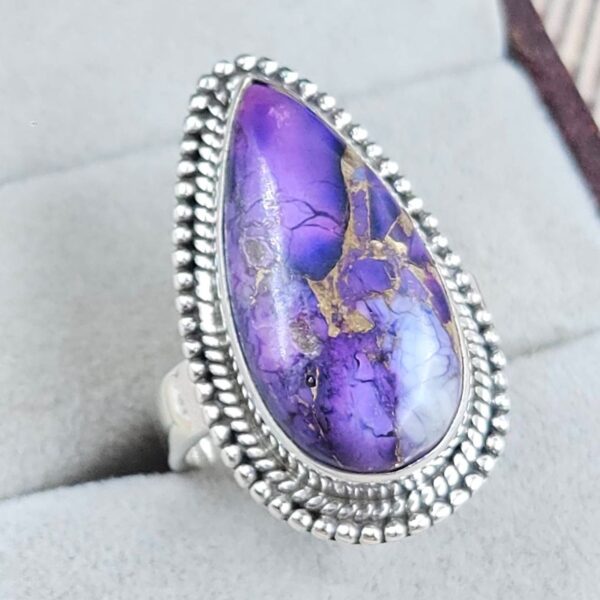 Purple Rose Dahlia Size US 8 925 Sterling Silver Ring  (RS57-19) - Image 2