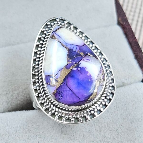 Purple Rose Dahlia Size US 9 925 Sterling Silver Ring  (RS57-30) - Image 2