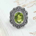 Peridot 925 Sterling Silver Ring  (REXT108-2)
