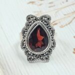 Garnet 925 Sterling Silver Ring (REXT113-7)