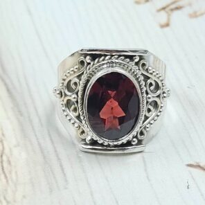 Garnet 925 Sterling Silver Ring  (REXT113-3)