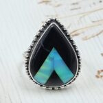 Aurora Opal Checkerboard Size US 8 925 Sterling Silver Ring (REXT112-89)
