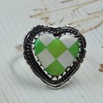 Aurora Opal Checkerboard Size US 6 925 Sterling Silver Ring (REXT112-109)