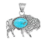 Kingman Turquoise 1.25" 925 Sterling Silver Southwest Penadnt (REXT120-12)