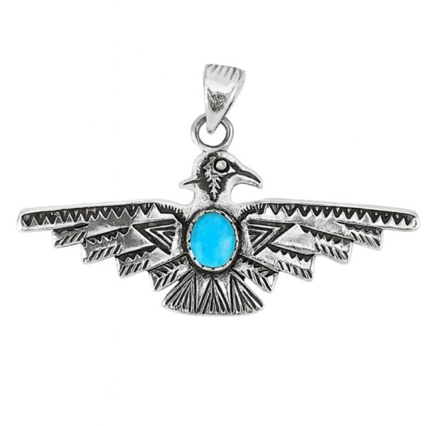 Kingman Turquoise 1.25" 925 Sterling Silver Southwest Penadnt (REXT120-11)