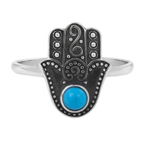Kingman Turquoise 925 Sterling Silver Southwest Ring (REXT121-13)