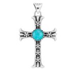 Cross Kingman Turquoise 1.5″ 925 Sterling Silver Southwest Penadnt (REXT121-1)